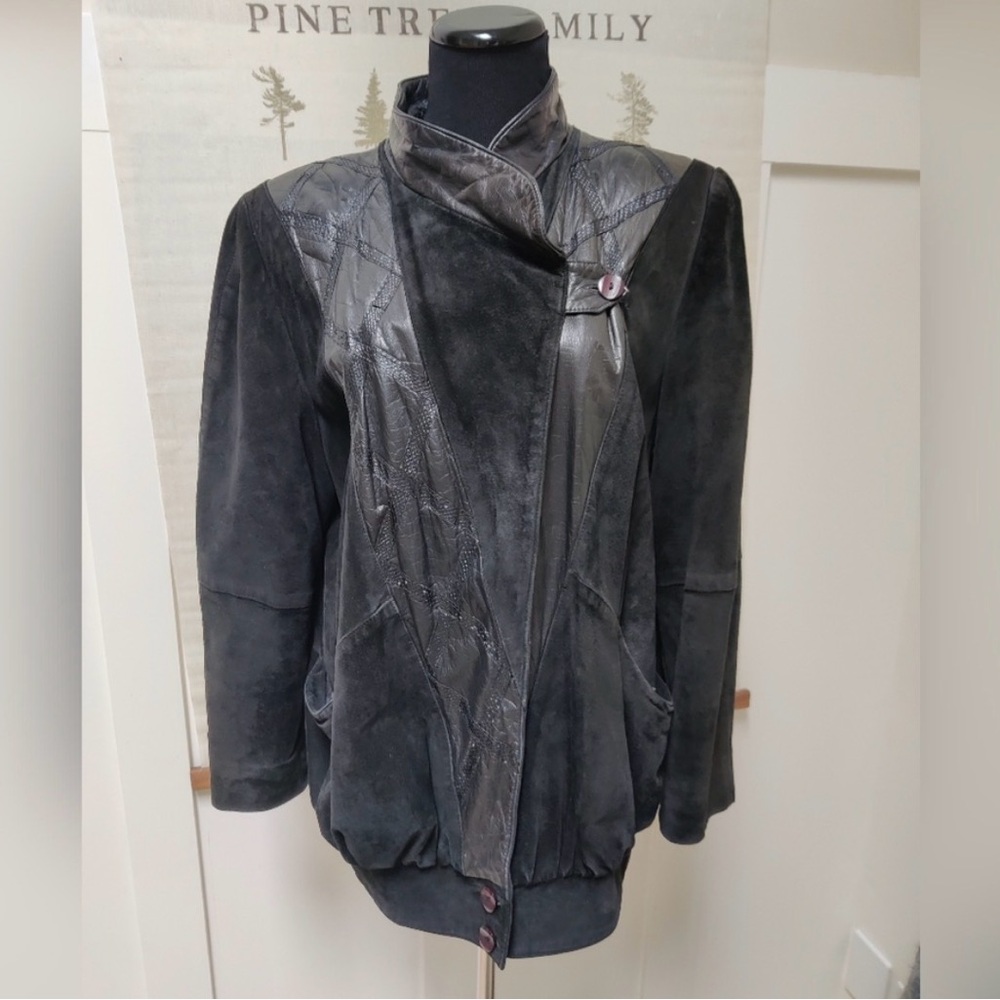 Women's Black Suede & Leather Jacket